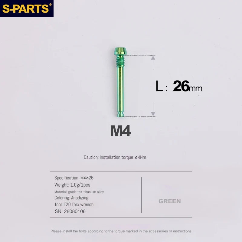 S-PARTS Titanium Brake Pad Pin Retainer Shimano / SRAM / Magura / HOPE Disc Brakes Green