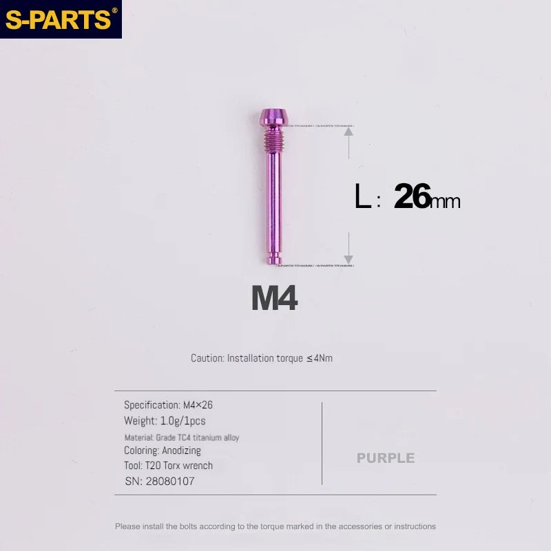 S-PARTS Titanium Brake Pad Pin Retainer Shimano / SRAM / Magura / HOPE Disc Brakes Purple