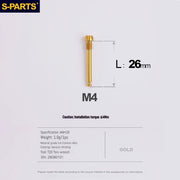 S-PARTS Titanium Brake Pad Pin Retainer Shimano / SRAM / Magura / HOPE Disc Brakes Gold