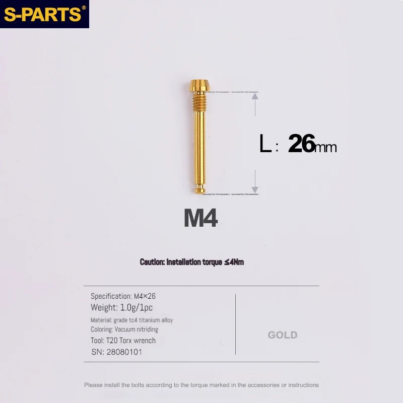 S-PARTS Titanium Brake Pad Pin Retainer Shimano / SRAM / Magura / HOPE Disc Brakes Gold