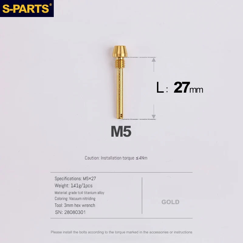 S-PARTS Titanium Brake Pad Pin Retainer Shimano / SRAM / Magura / HOPE Disc Brakes Gold