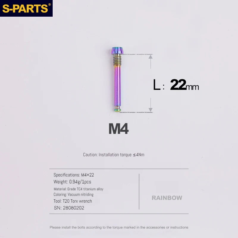 S-PARTS Titanium Brake Pad Pin Retainer Shimano / SRAM / Magura / HOPE Disc Brakes Rainbow