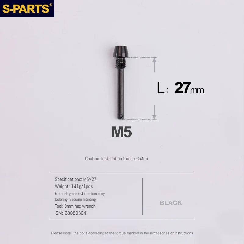 S-PARTS Titanium Brake Pad Pin Retainer Shimano / SRAM / Magura / HOPE Disc Brakes Black