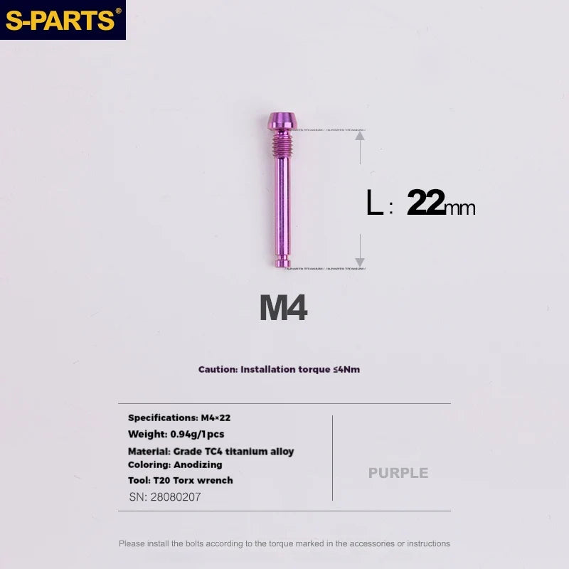 S-PARTS Titanium Brake Pad Pin Retainer Shimano / SRAM / Magura / HOPE Disc Brakes Purple