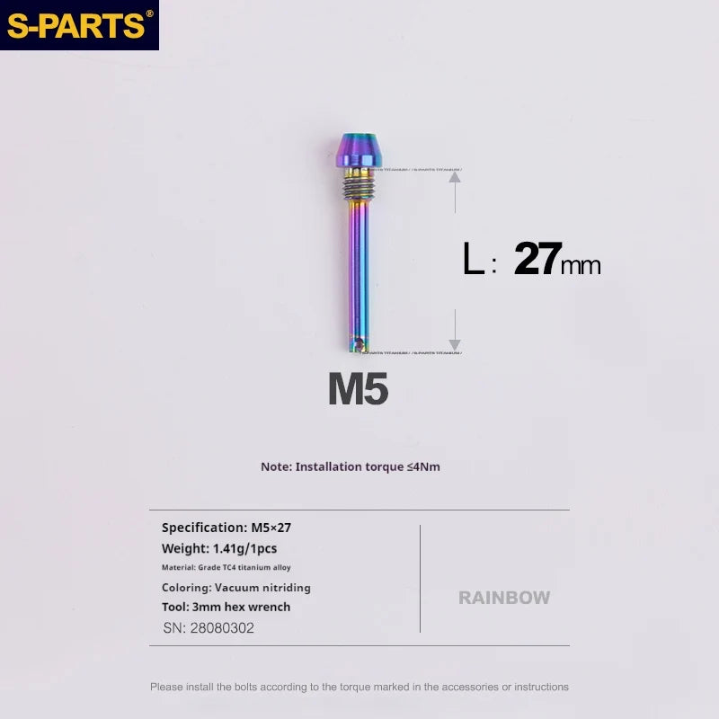S-PARTS Titanium Brake Pad Pin Retainer Shimano / SRAM / Magura / HOPE Disc Brakes Rainbow