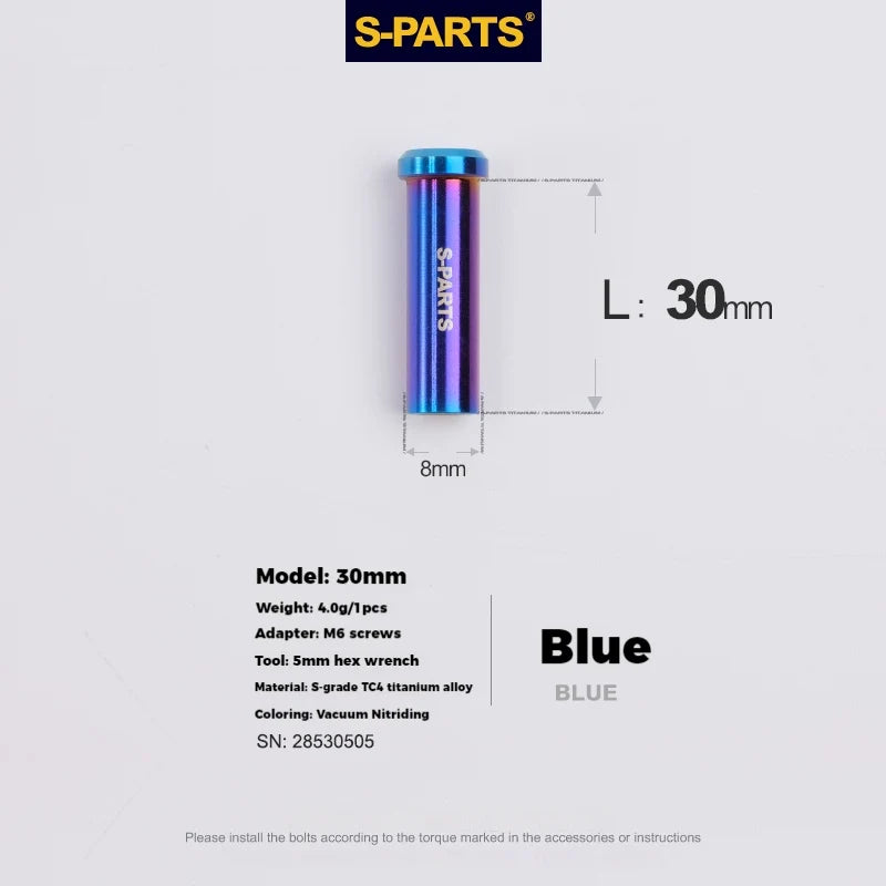 S-PARTS Titanium C-Clamp Fixing Nut M6, 8–40mm 30mm Blue