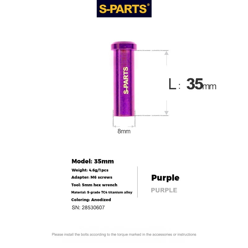 S-PARTS Titanium C-Clamp Fixing Nut M6, 8–40mm 35mm Purple