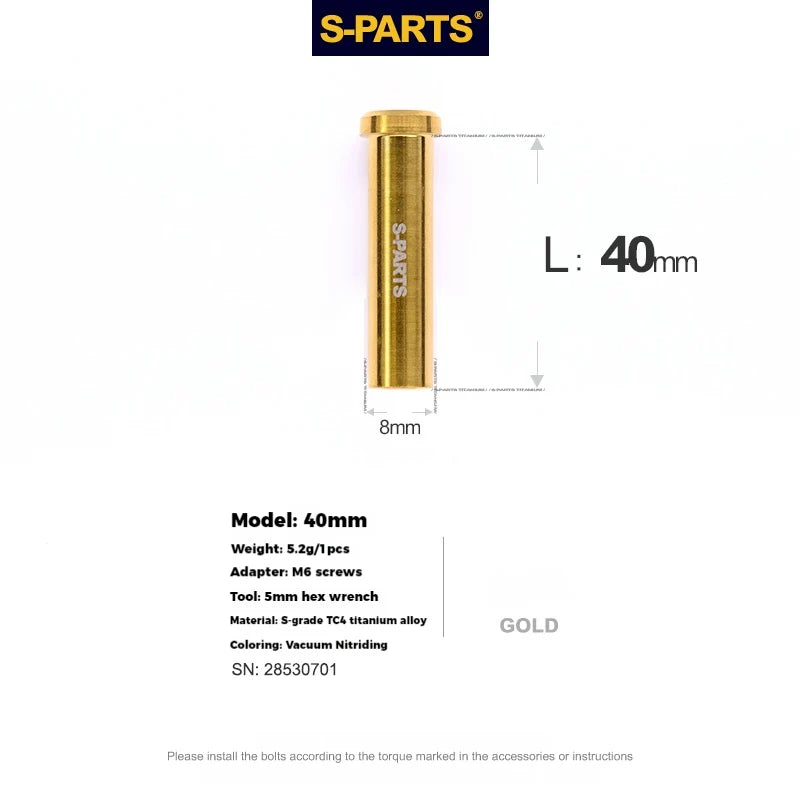 S-PARTS Titanium C-Clamp Fixing Nut M6, 8–40mm Gold