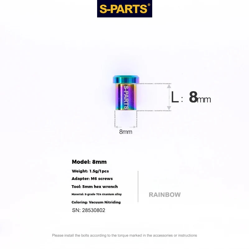 S-PARTS Titanium C-Clamp Fixing Nut M6, 8–40mm