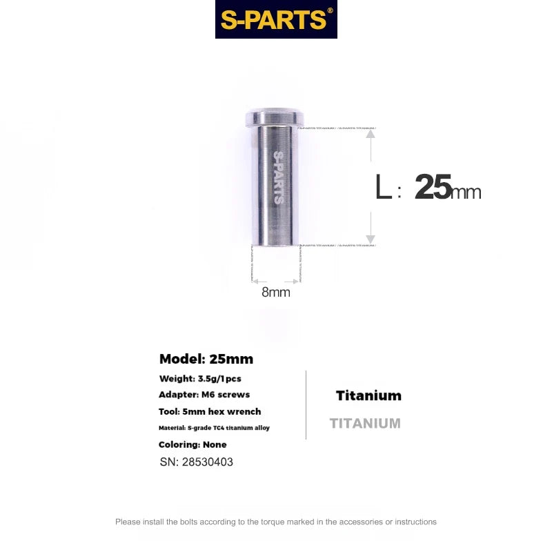 S-PARTS Titanium C-Clamp Fixing Nut M6, 8–40mm