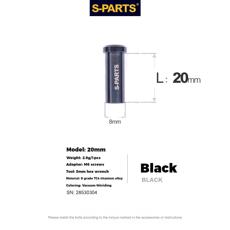 S-PARTS Titanium C-Clamp Fixing Nut M6, 8–40mm 20mm Black