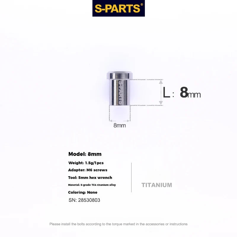 S-PARTS Titanium C-Clamp Fixing Nut M6, 8–40mm