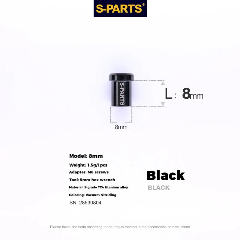 S-PARTS Titanium C-Clamp Fixing Nut M6, 8–40mm 8mm Black