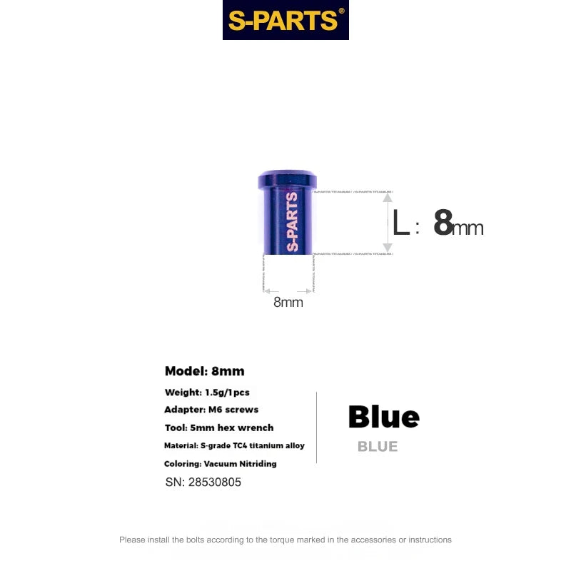 S-PARTS Titanium C-Clamp Fixing Nut M6, 8–40mm 8mm Blue