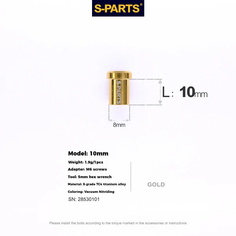 S-PARTS Titanium C-Clamp Fixing Nut M6, 8–40mm 10mm Gold