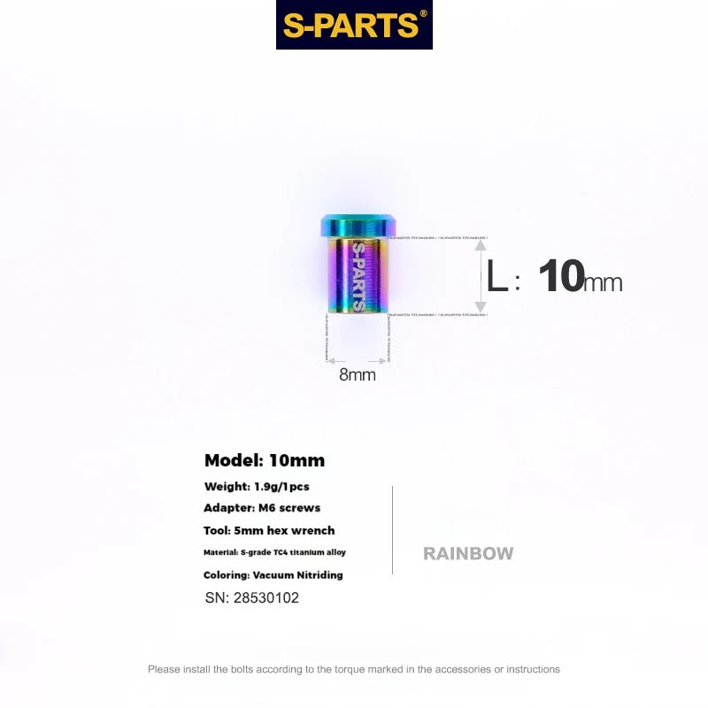S-PARTS Titanium C-Clamp Fixing Nut M6, 8–40mm 10mm Rainbow