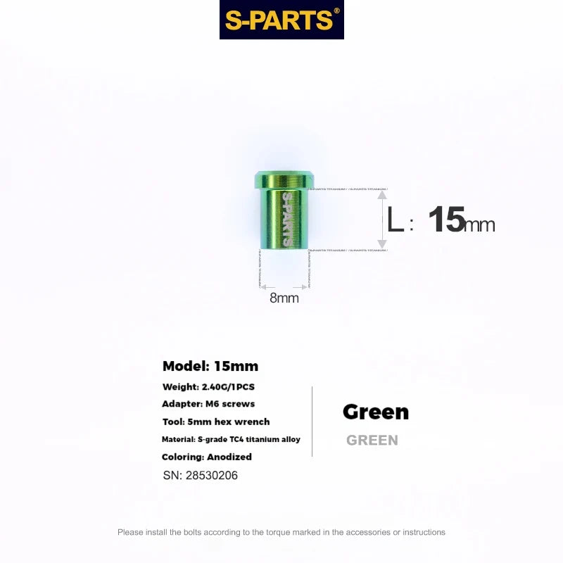 S-PARTS Titanium C-Clamp Fixing Nut M6, 8–40mm 15mm Green