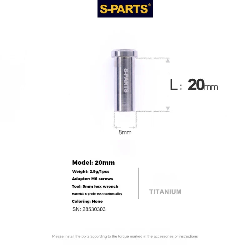 S-PARTS Titanium C-Clamp Fixing Nut M6, 8–40mm 20mm