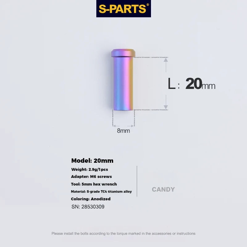 S-PARTS Titanium C-Clamp Fixing Nut M6, 8–40mm 20mm Candy