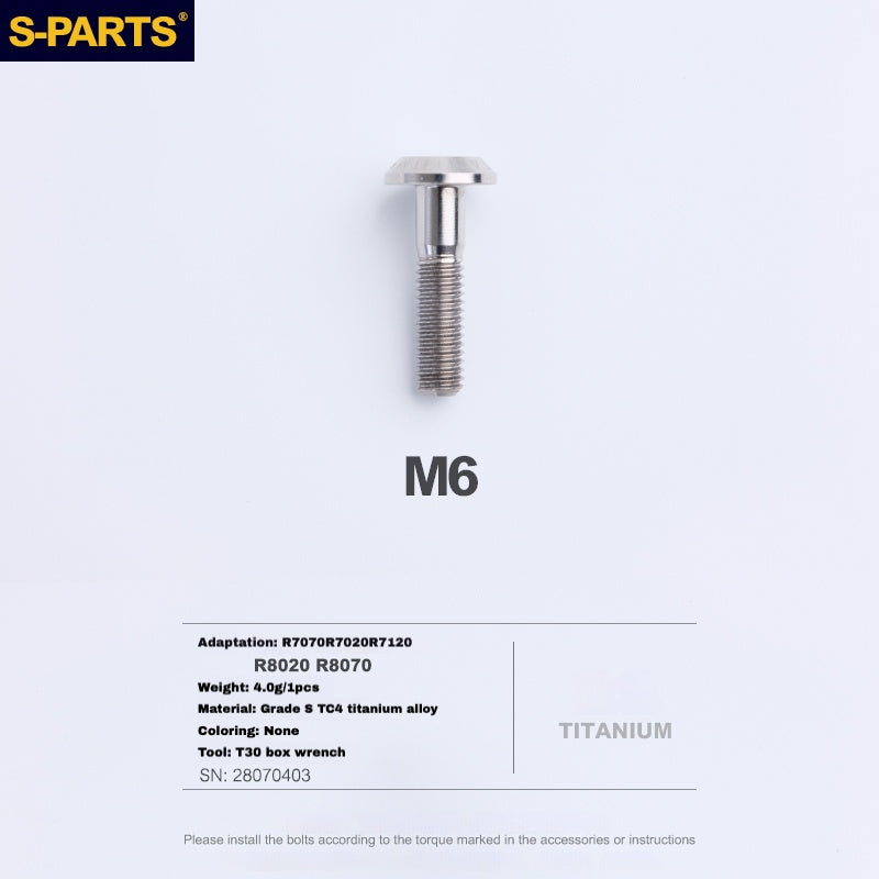 S-PARTS Titanium Caliper Body Bolts for Shimano R9120 / R8070 / M9120 / M8100 & SRAM RED / Force — Lightweight Anodized Brake Mounting Screws