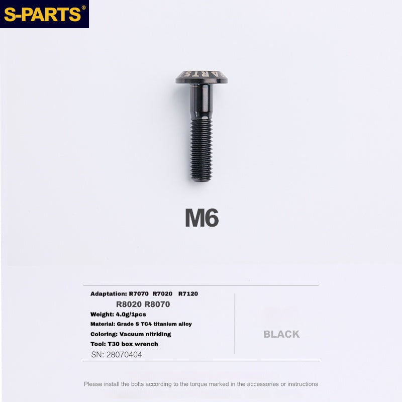 S-PARTS Titanium Caliper Body Bolts for Shimano R9120 / R8070 / M9120 / M8100 & SRAM RED / Force — Lightweight Anodized Brake Mounting Screws