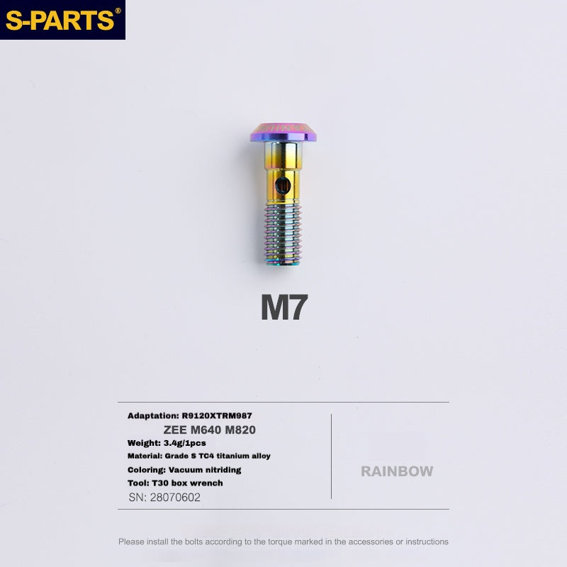 S-PARTS Titanium Caliper Body Bolts for Shimano R9120 / R8070 / M9120 / M8100 & SRAM RED / Force — Lightweight Anodized Brake Mounting Screws