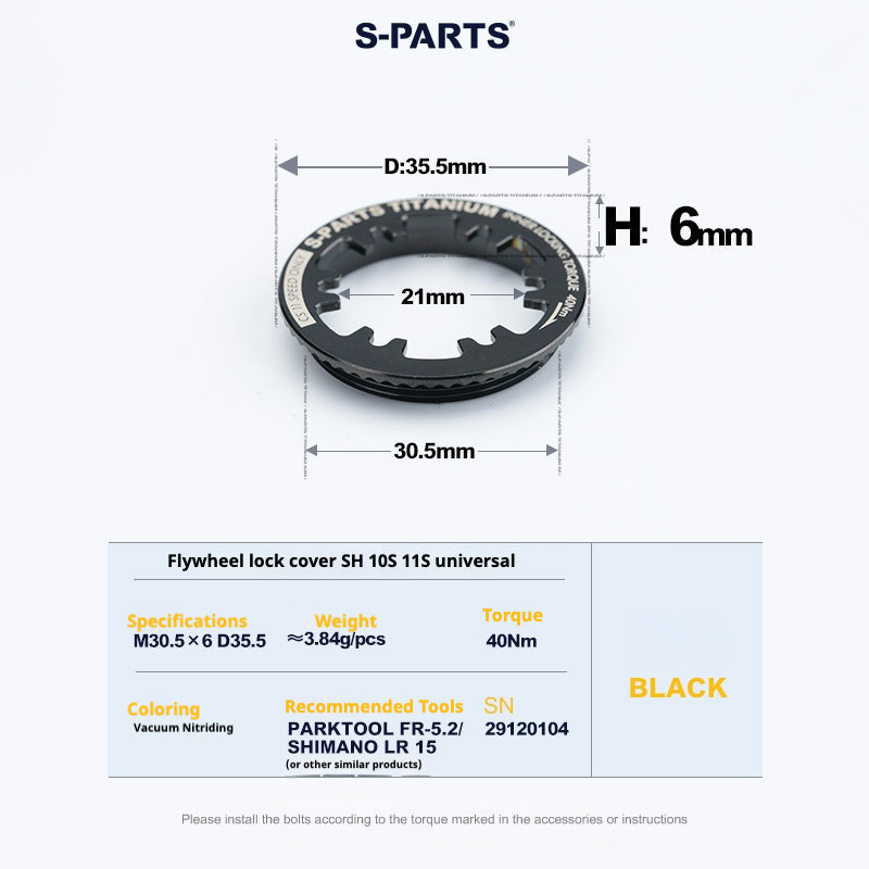 S-PARTS Titanium Cassette Lockring for MTB and Road Bikes for Shimano and SRAM