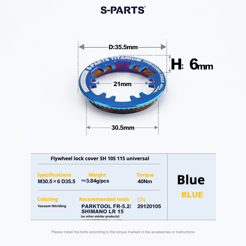 S-PARTS Titanium Cassette Lockring for MTB and Road Bikes for Shimano and SRAM