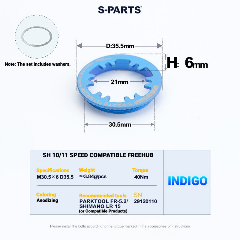 S-PARTS Titanium Cassette Lockring for MTB and Road Bikes for Shimano and SRAM