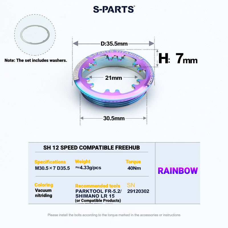 S-PARTS Titanium Cassette Lockring for MTB and Road Bikes for Shimano and SRAM