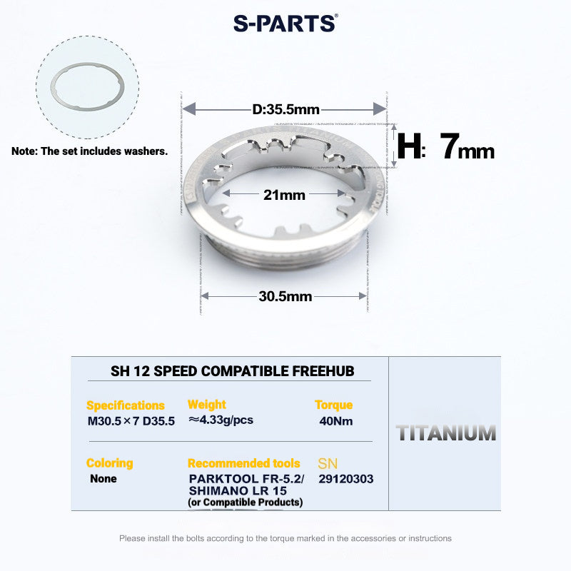 S-PARTS Titanium Cassette Lockring for MTB and Road Bikes for Shimano and SRAM