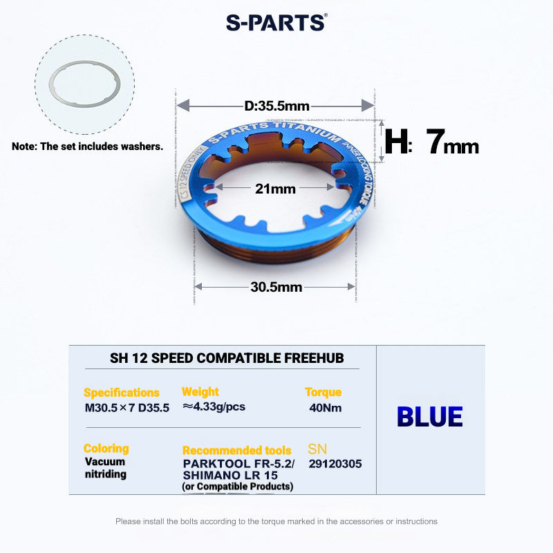 S-PARTS Titanium Cassette Lockring for MTB and Road Bikes for Shimano and SRAM