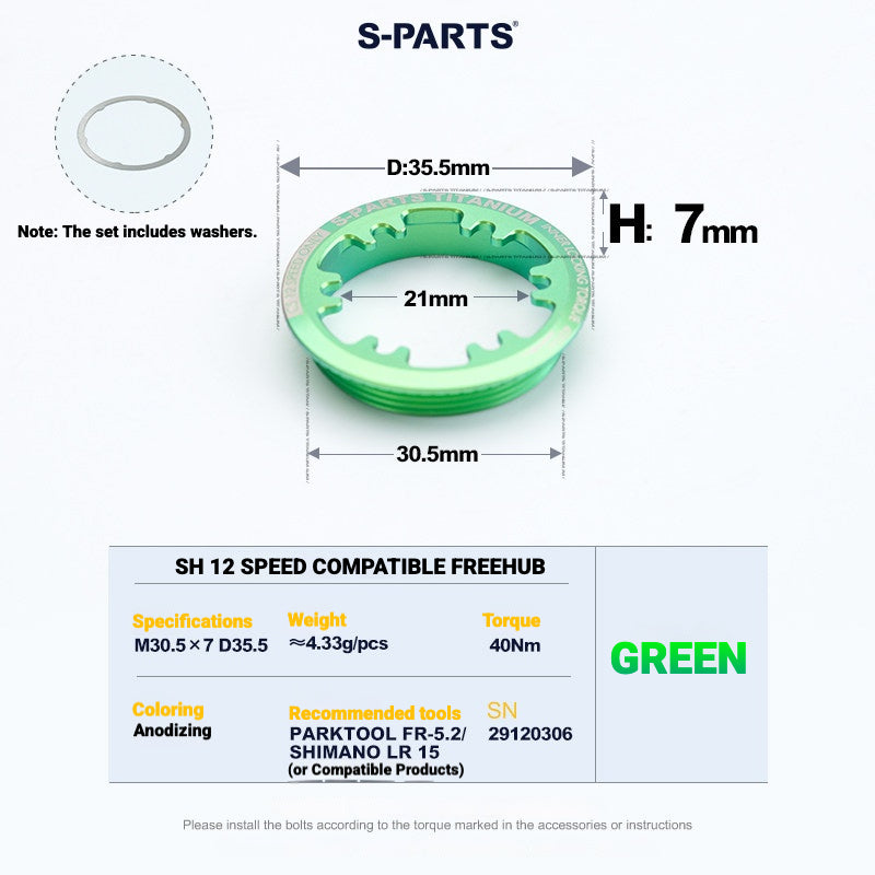 S-PARTS Titanium Cassette Lockring for MTB and Road Bikes for Shimano and SRAM