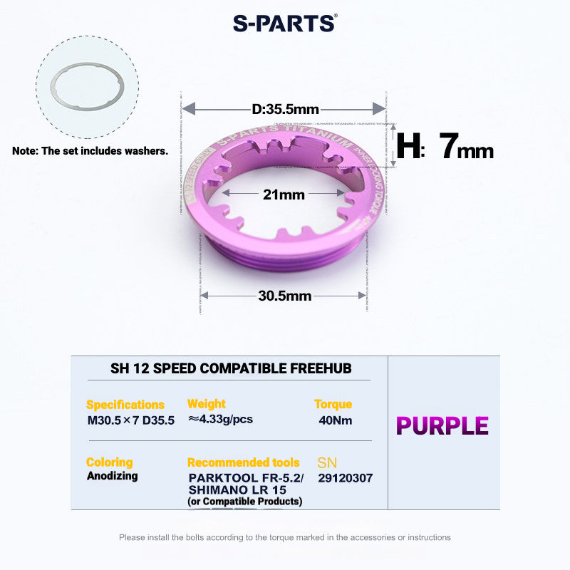 S-PARTS Titanium Cassette Lockring for MTB and Road Bikes for Shimano and SRAM