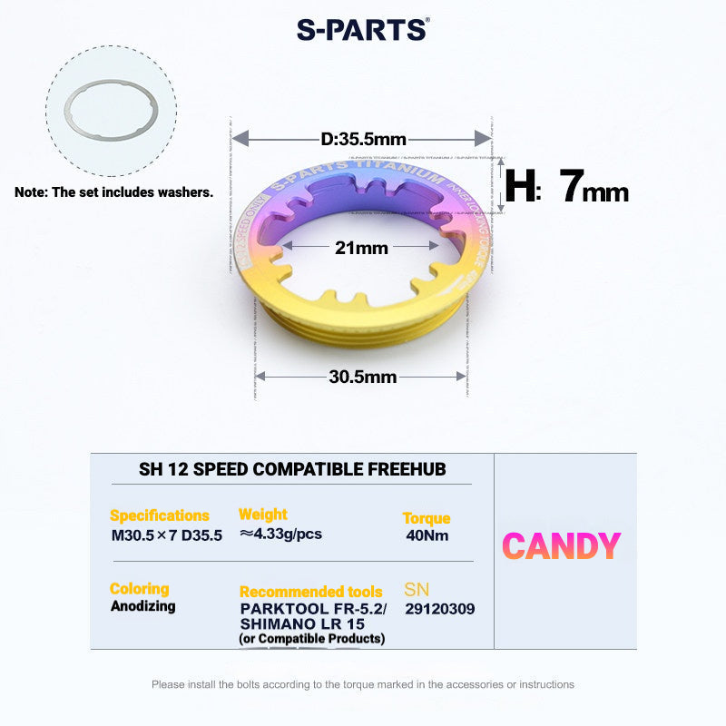 S-PARTS Titanium Cassette Lockring for MTB and Road Bikes for Shimano and SRAM