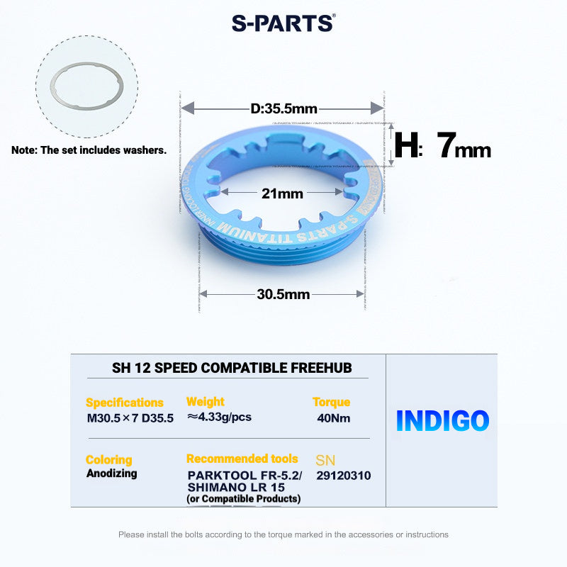 S-PARTS Titanium Cassette Lockring for MTB and Road Bikes for Shimano and SRAM