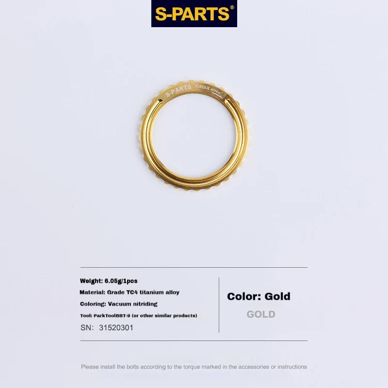 S-PARTS Titanium Center Lock Lockring Campagnolo Bora Ultra WTO / Hyperon / Fulcrum / Shamal Gold