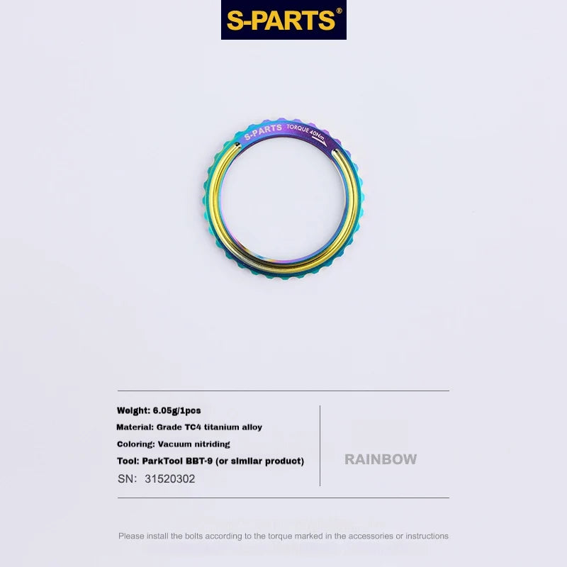 S-PARTS Titanium Center Lock Lockring Campagnolo Bora Ultra WTO / Hyperon / Fulcrum / Shamal Rainbow