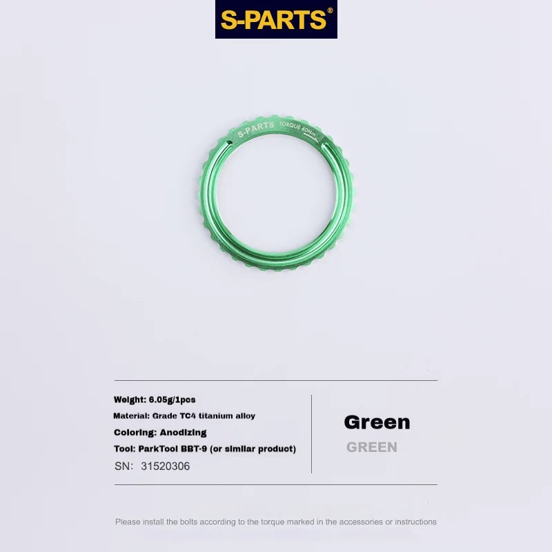 S-PARTS Titanium Center Lock Lockring Campagnolo Bora Ultra WTO / Hyperon / Fulcrum / Shamal Green
