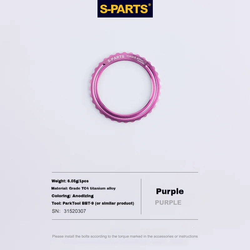 S-PARTS Titanium Center Lock Lockring Campagnolo Bora Ultra WTO / Hyperon / Fulcrum / Shamal Purple