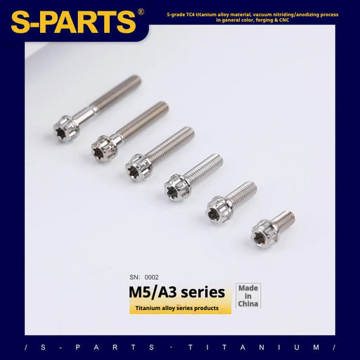 S-PARTS Titanium Color A3 Series M5 L06-95mm Titanium Screws for Motorcycles and Cars