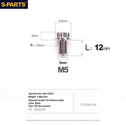 S-PARTS Titanium Color A3 Series M5 L06-95mm Titanium Screws for Motorcycles and Cars