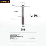 S-PARTS Titanium Color A3 Series M5 L06-95mm Titanium Screws for Motorcycles and Cars