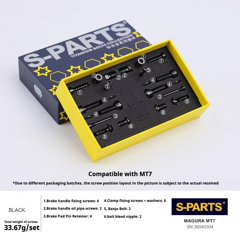 S-PARTS Titanium Disc Brake Screw Kit Magura MT4 / MT5 / MT7 / MT8 Black