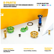 S-PARTS Titanium Drivetrain Bolt Kit for Shimano M8250 / M9250 MTB Di2 Groupset