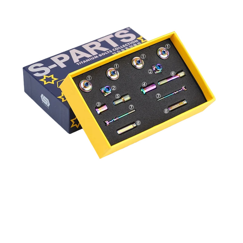 S-PARTS Titanium eeBrakes C-Clamp Screw & Adapter Series Rainbow Brake Pad Screw Kit