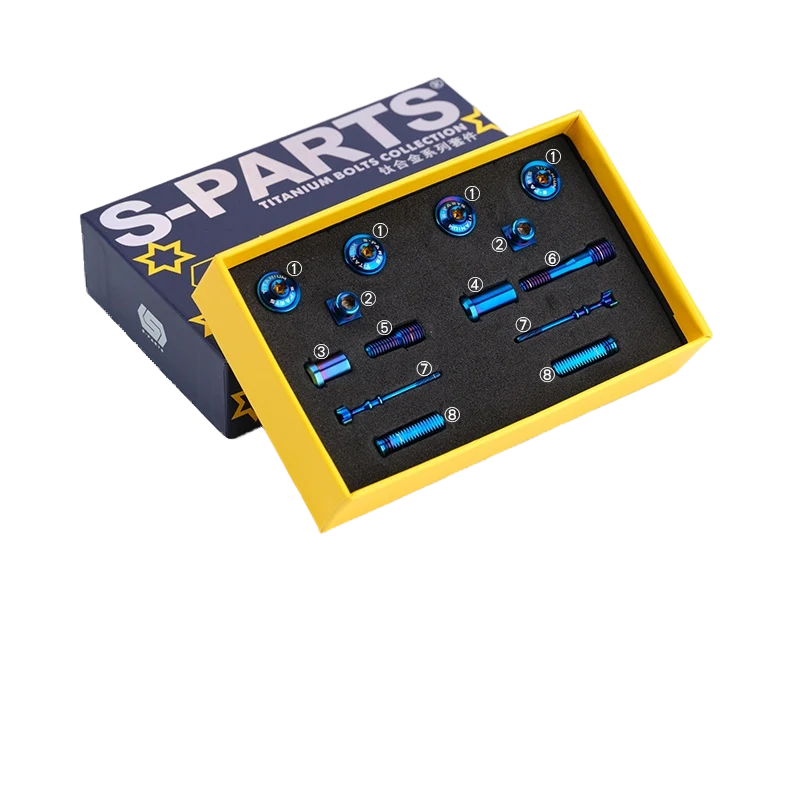S-PARTS Titanium eeBrakes C-Clamp Screw & Adapter Series Blue Brake Pad Screw Kit