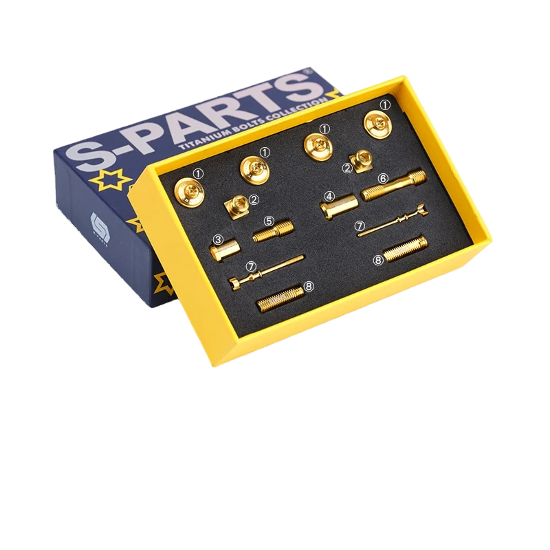S-PARTS Titanium eeBrakes C-Clamp Screw & Adapter Series Gold Brake Pad Screw Kit