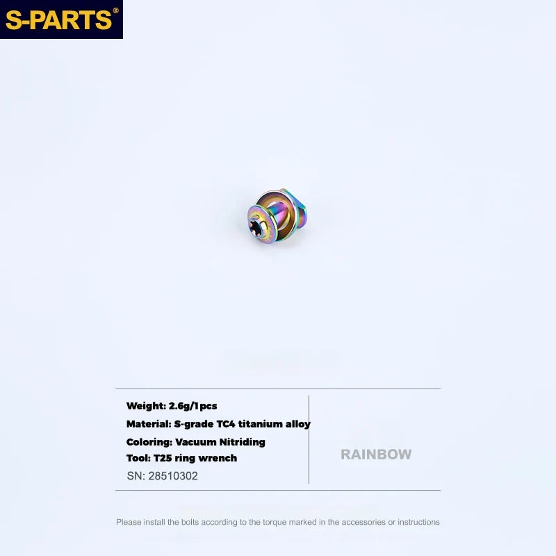 S-PARTS Titanium eeBrakes C-Clamp Screw & Adapter Series Rainbow Brake Pad Screw Set (1 set)