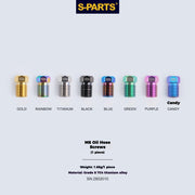 S-PARTS Titanium Hydraulic Hose Bolts for MTB & Road Bikes — Shimano XTR / Ultegra / Dura-Ace & SRAM Road — M8 Oil Hose Screws